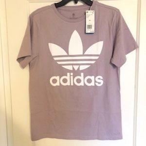 Adidas light lavender trefoil tee XL girls